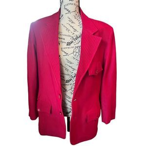 Women's Red Fully Lined Long Sleeve Notch Lapel Center Vent Blazer Large